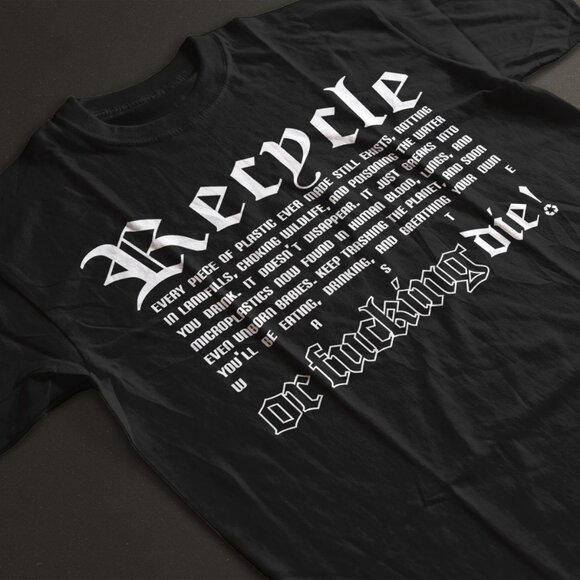 Funny Recycling Shirt Black Save The Planet Shirt Multiple Sizes. Fast Shipping. - Picture 1 of 1